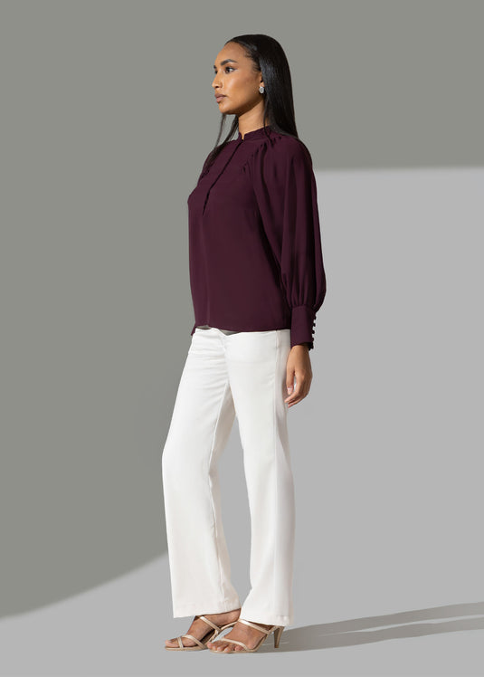 Ruching detailed blouse with big cuff