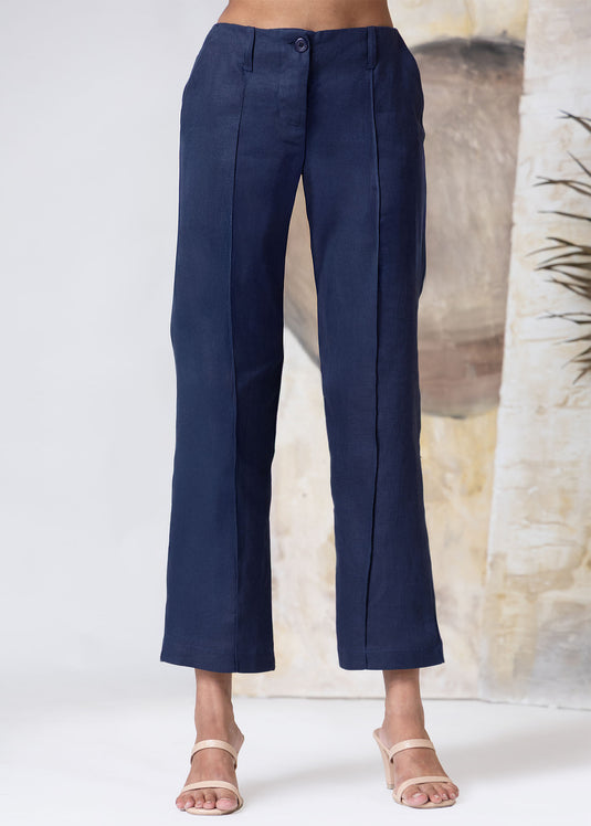 Linen Tailored Pant With Pintuck
