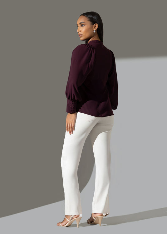 Ruching detailed blouse with big cuff