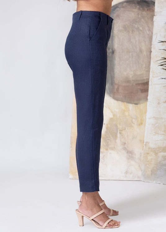 Linen Tailored Pant With Pintuck