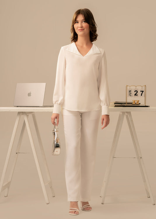 Flap collar detailed blouse