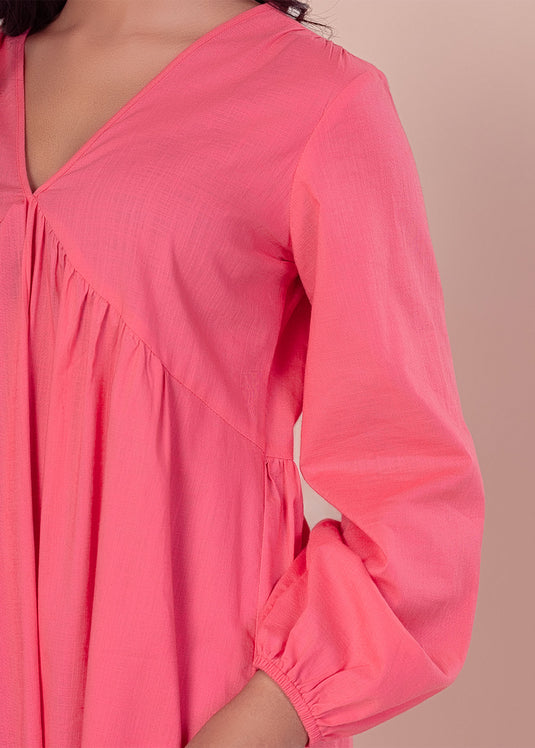 Long sleeve V neck midi dress