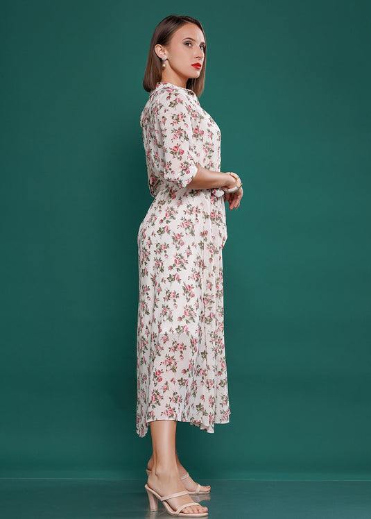 Printed maxi shirt dress