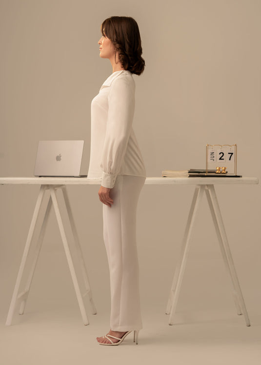 Flap collar detailed blouse