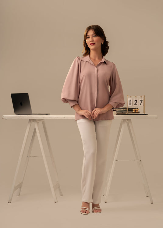 Long sleeve blouse with wide cuff