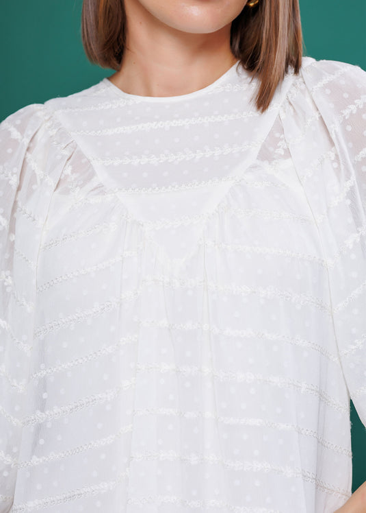 Yoke detailed midi dress with tiered panel