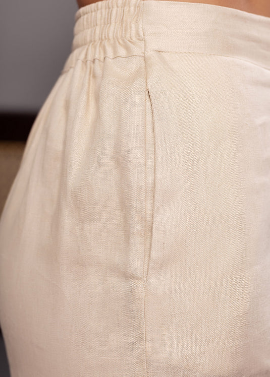 Wide leg linen pant with elasticated back