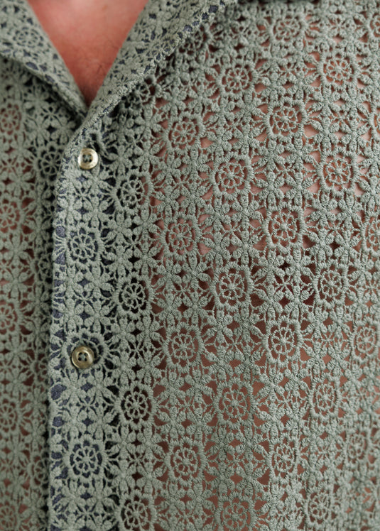 Lace Camp Collar S/S Shirt