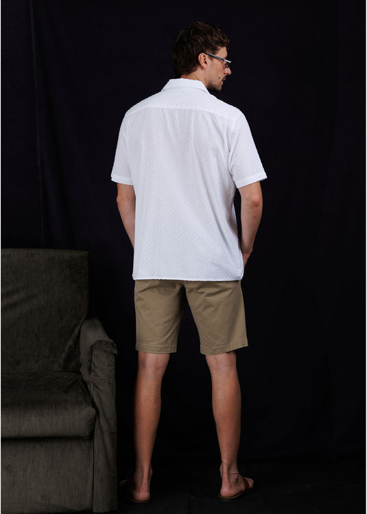 Textured Cuban Collar Shirt.