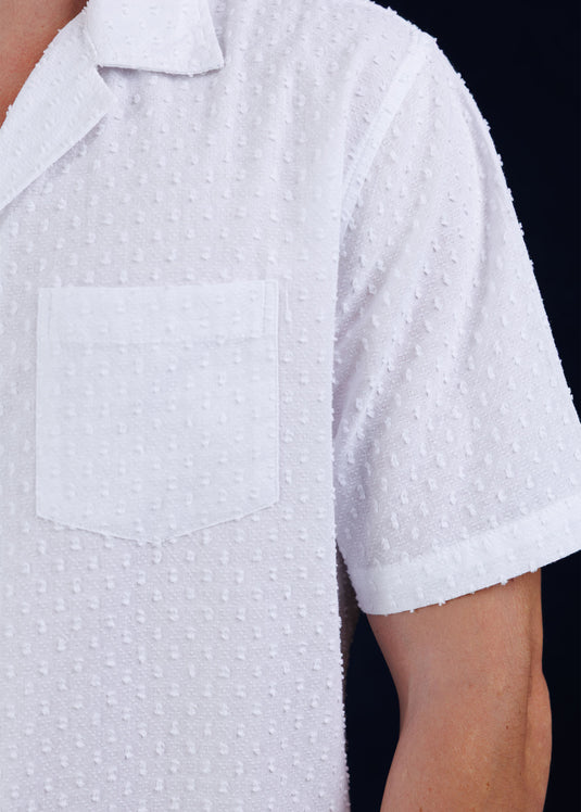 Textured Cuban Collar Shirt.