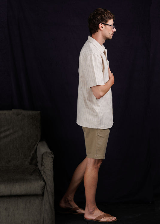 Stripe Cuban collar shirt