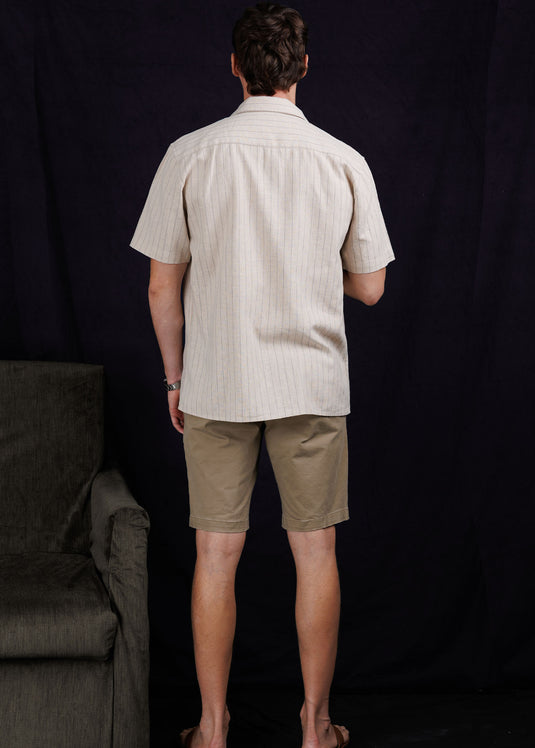 Stripe Cuban collar shirt