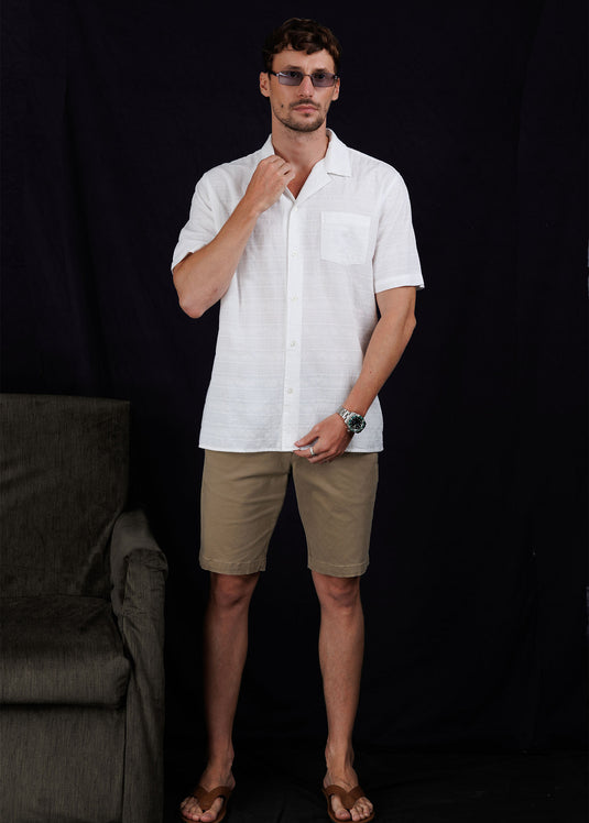 Textured Cuban Collar Shirt.