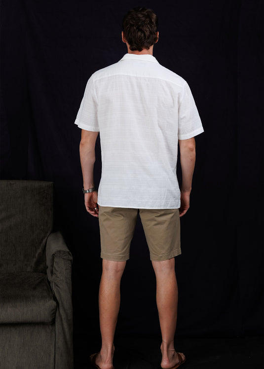 Textured Cuban Collar Shirt.