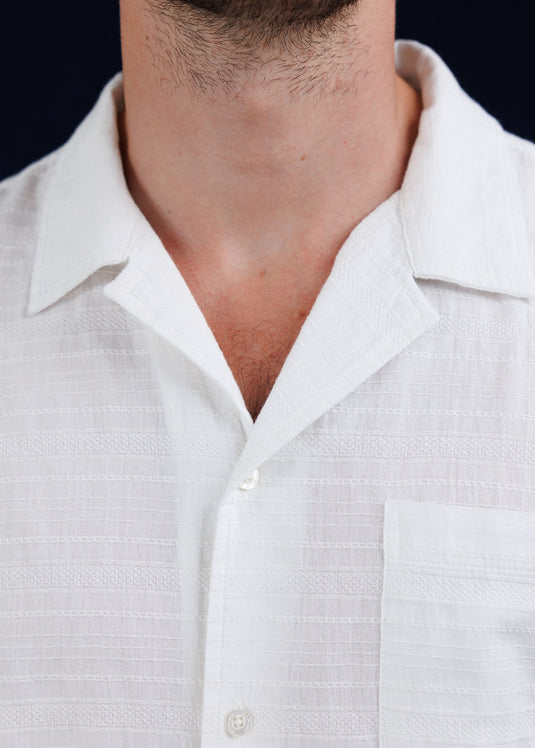Textured Cuban Collar Shirt.