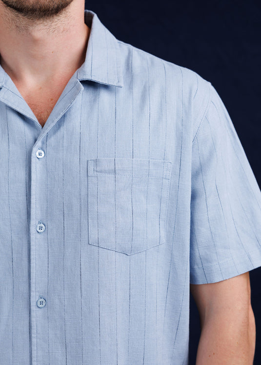 Stripe Cuban collar shirt