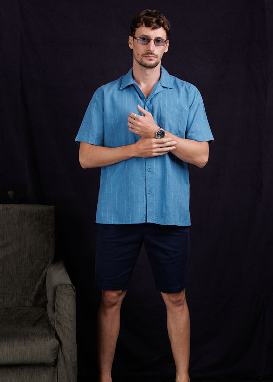 Stripe Cuban collar shirt