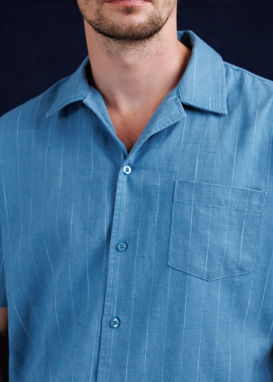 Stripe Cuban collar shirt