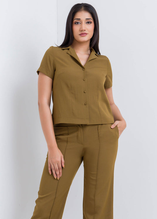 Crop Top With Cuban Collar