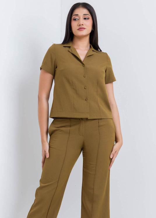 Crop Top With Cuban Collar