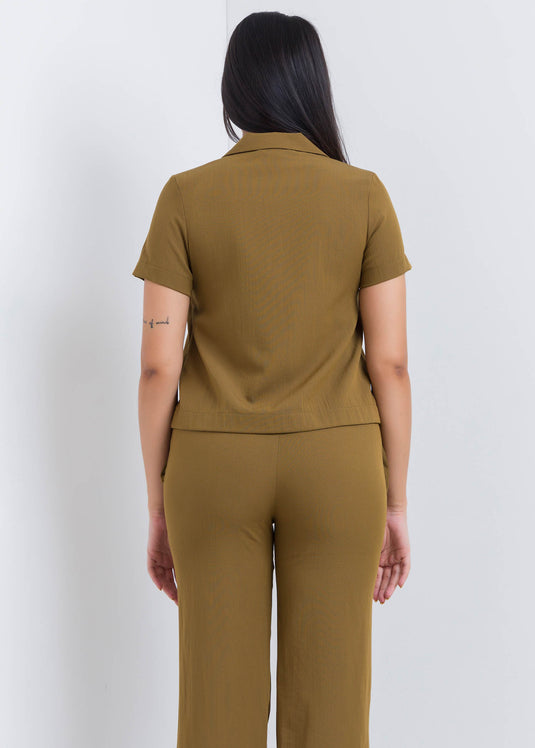 Crop Top With Cuban Collar