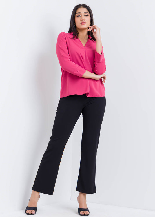 Three Quater Sleeve Blouse With Front Pleat