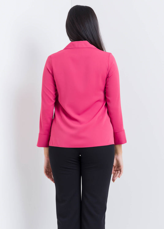 Three Quater Sleeve Blouse With Front Pleat