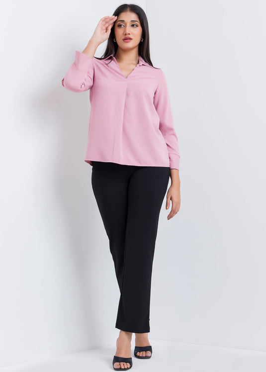 Three Quater Sleeve Blouse With Front Pleat