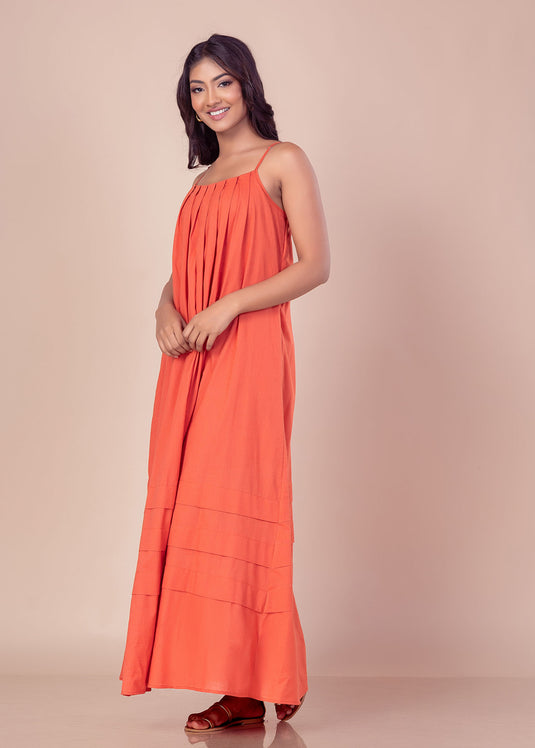 Strappy maxi dress with pleat detail
