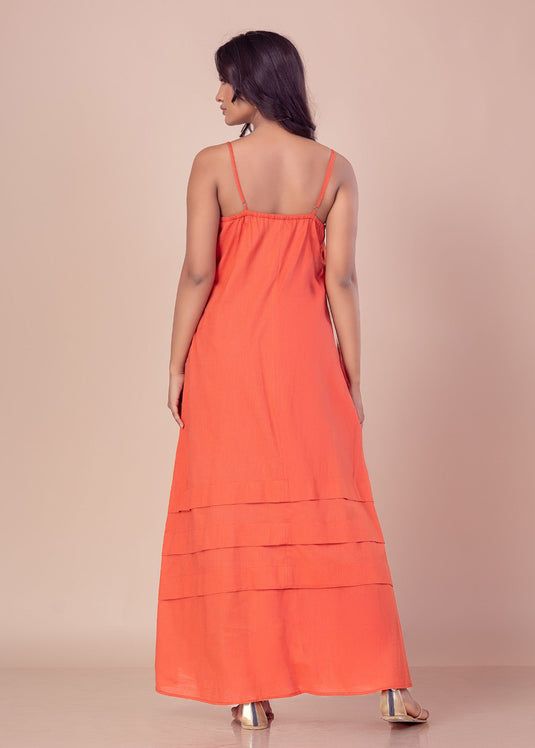 Strappy maxi dress with pleat detail