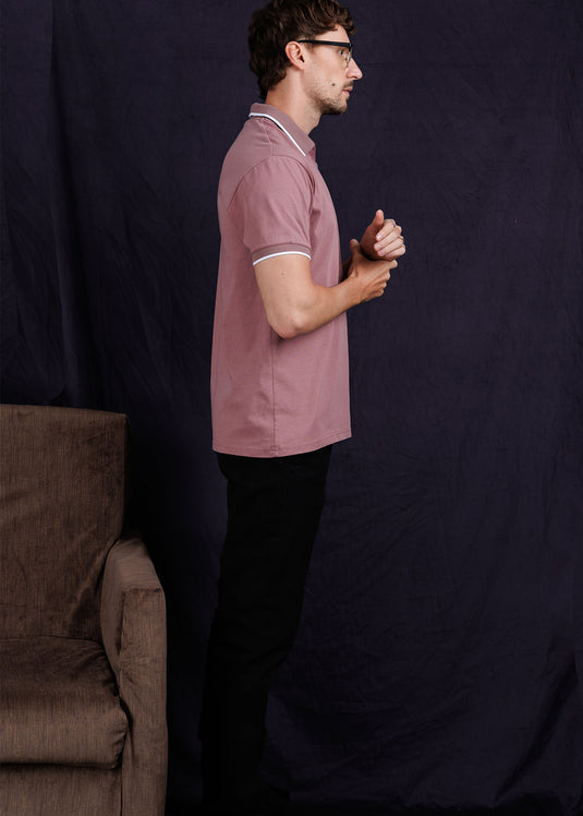 Casual wear zip neck polo collar S/S T-Shirt