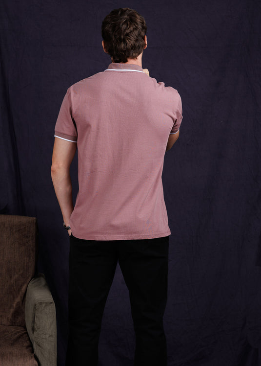 Casual wear zip neck polo collar S/S T-Shirt