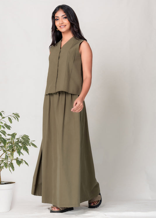 Pintuck Detailed Sleeveless Blouse