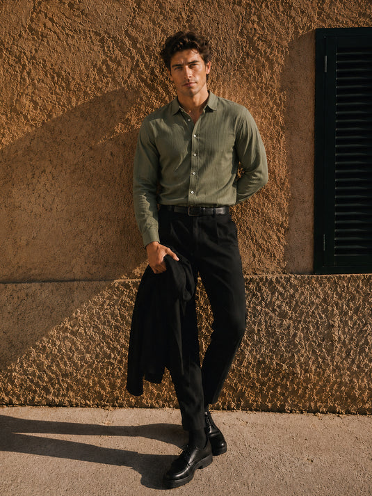 Straight Hem Long Sleeve Shirt
