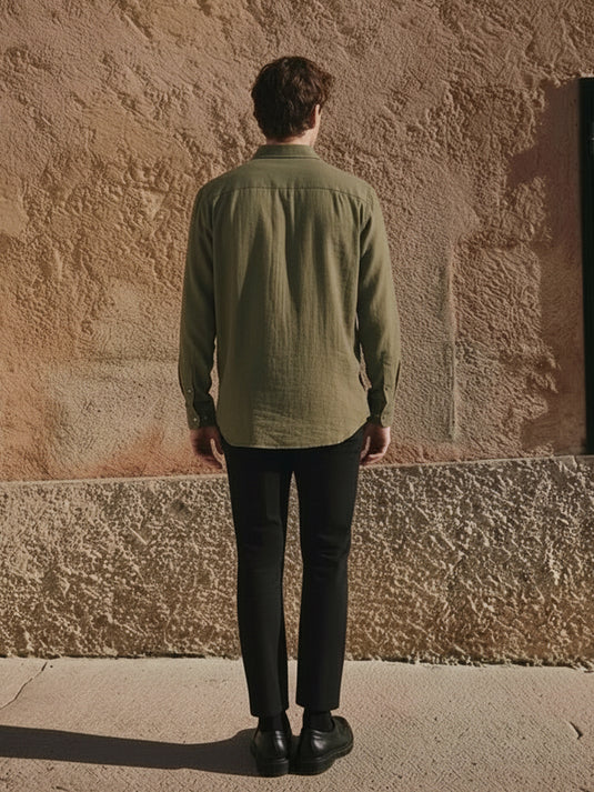 Straight Hem Long Sleeve Shirt
