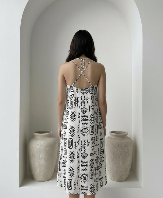 Printed Strappy Maxi Dress