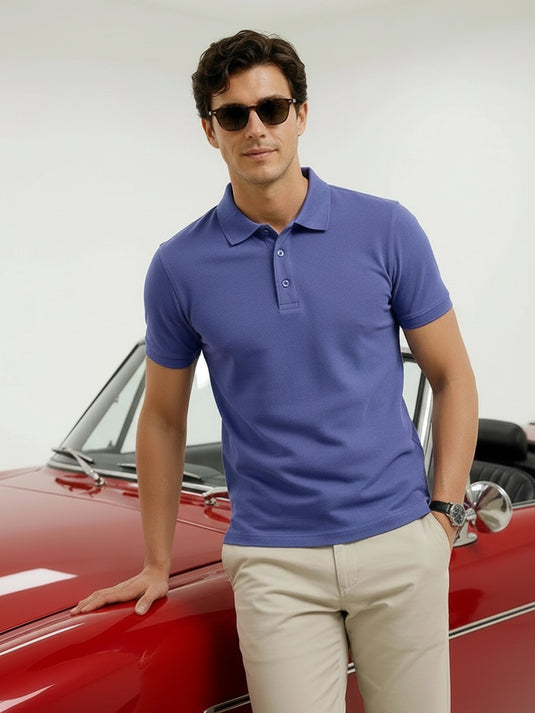 Carlo Slim Fit Polo T-shirt - Pigeon Blue