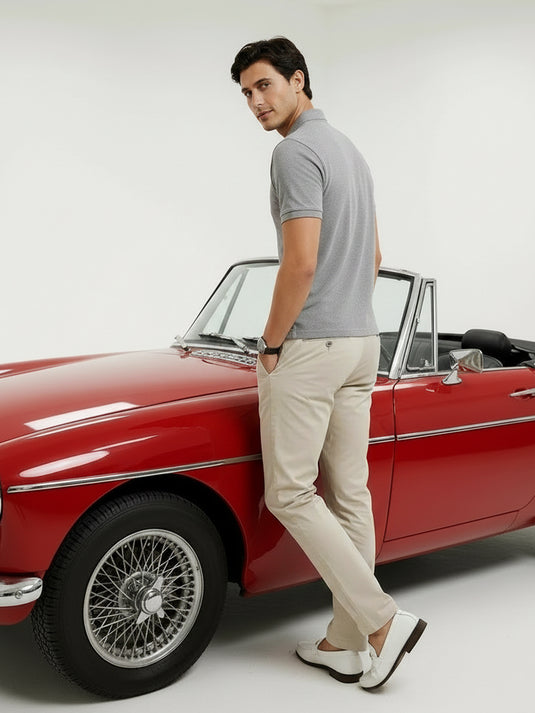 Carlo Slim Fit Polo T-shirt - Fossil Grey