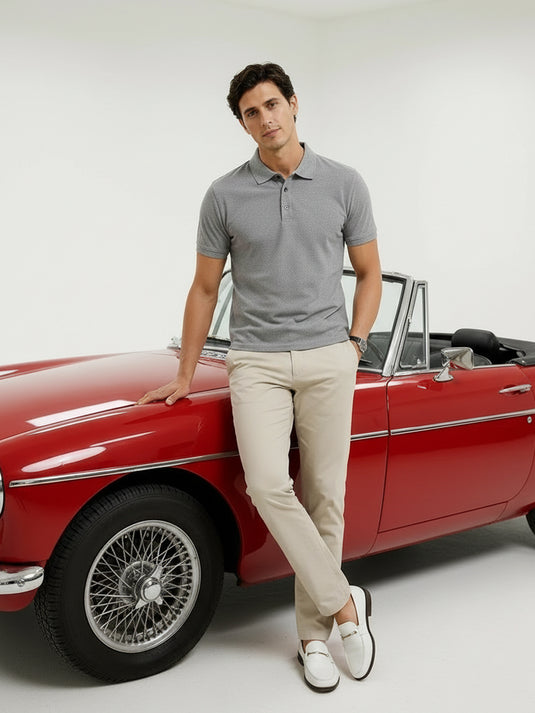 Carlo Slim Fit Polo T-shirt - Fossil Grey