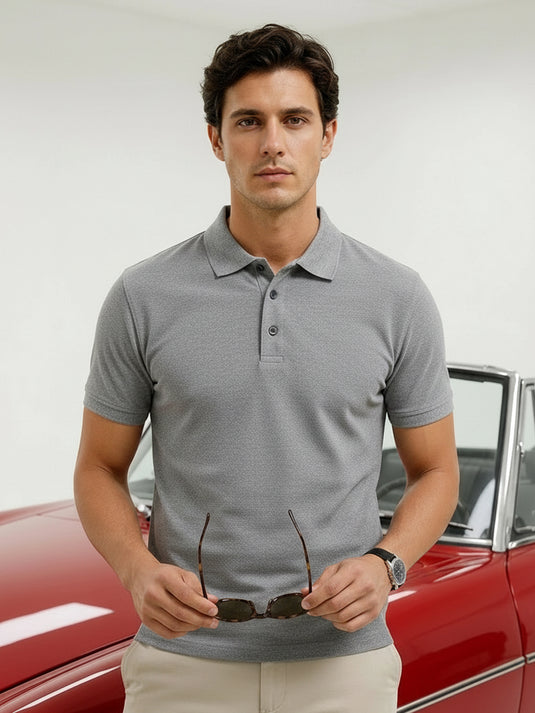 Carlo Slim Fit Polo T-shirt - Fossil Grey
