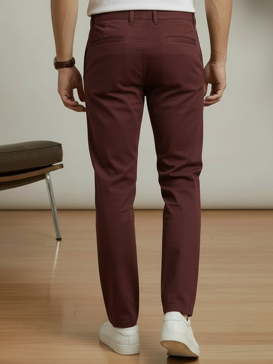 Casual Wear Stretch Chino Pant - Meroon