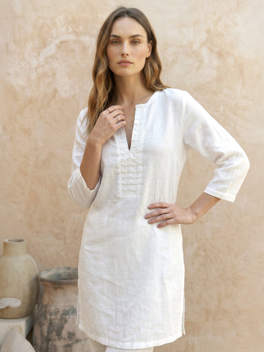 Premium linen basic kurtha top with neck detail