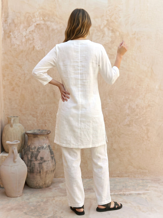 Premium linen basic kurtha top with neck detail