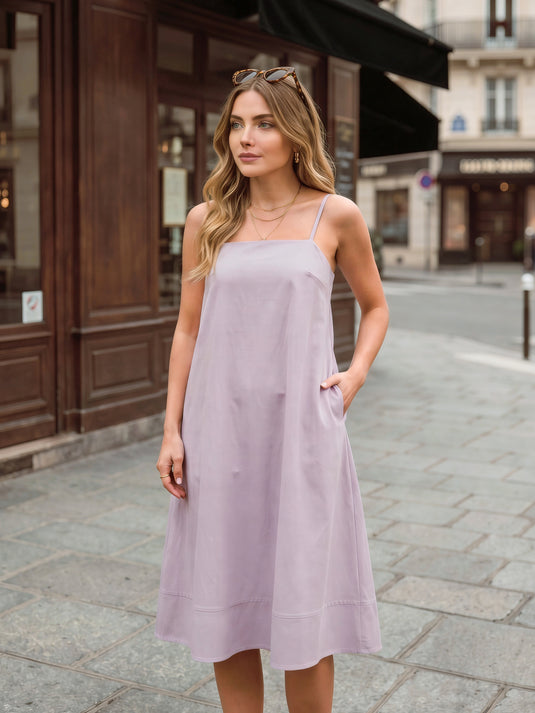 Panel detailed strappy midi dress