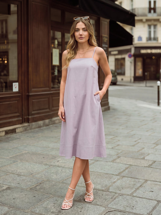 Panel detailed strappy midi dress