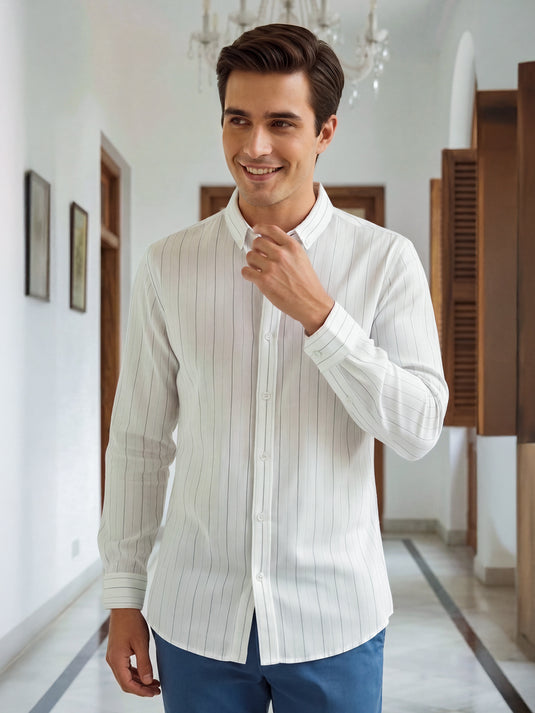 Casual Wear Stripe Long Sleeve Shirt