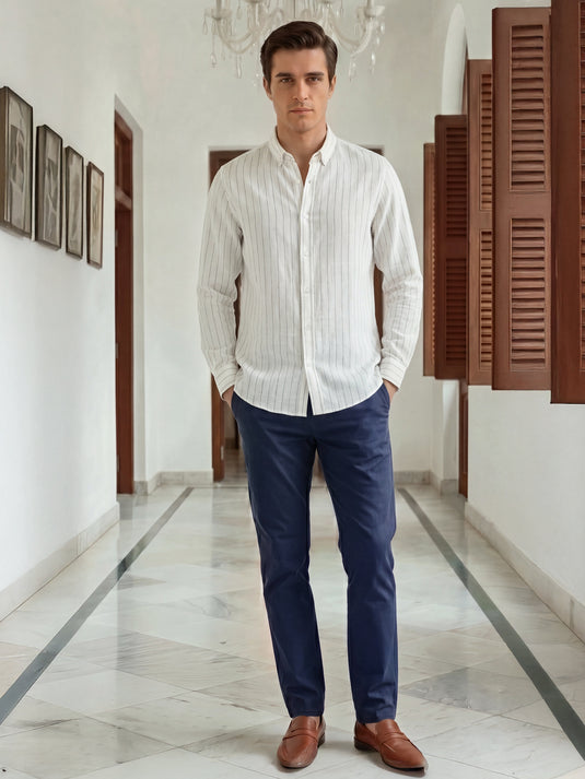 Casual Wear Stripe Long Sleeve Shirt