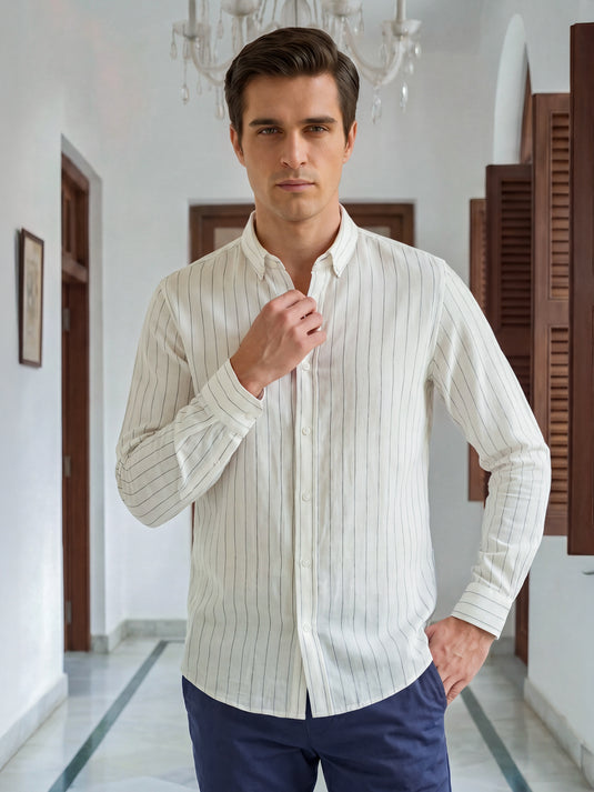 Casual Wear Stripe Long Sleeve Shirt