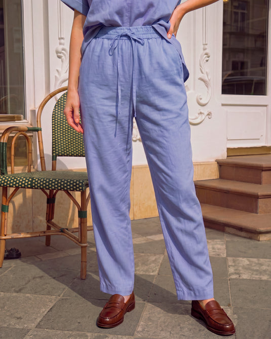 Basic drawcord linen pant