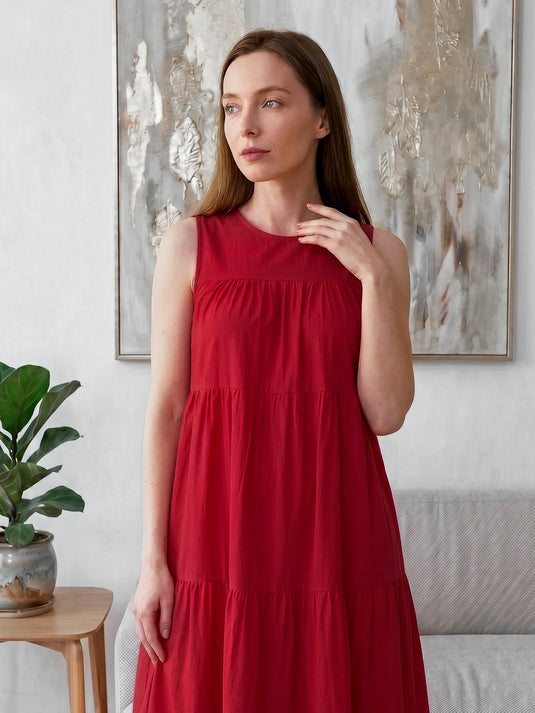 Tiered panel sleeveless maxi dress